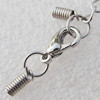 Iron Cord Ends With Chain and Alloy Clasps, Clasps: 12x6.5mm, chain: 3.5mmx50mm, Cord Ends: 3mm, Sold by sets