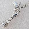 Iron Cord Ends With Chain and Alloy Clasps, Clasps: 12x6.5mm, chain: 3.5mmx50mm, Cord Ends: 4mm, Sold by sets