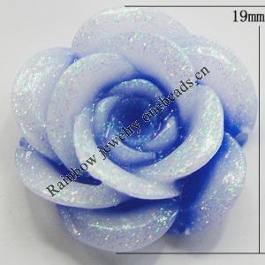 Resin Cabochons, No Hole Headwear & Costume Accessory, Flower, About 19mm in diameter, Sold by Bag