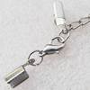 Iron Cord Ends With Chain and Alloy Clasps, Clasps: 12x6.5mm, chain: 3.5mmx50mm, Cord Ends: 4x8mm, Sold by sets