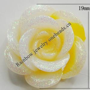 Resin Cabochons, No Hole Headwear & Costume Accessory, Flower, About 19mm in diameter, Sold by Bag