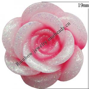 Resin Cabochons, No Hole Headwear & Costume Accessory, Flower, About 19mm in diameter, Sold by Bag