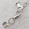 Iron Cord Ends With Chain and Alloy Clasps, Clasps: 12x6.5mm, chain: 3.5mmx50mm, Cord Ends: 4x6mm, Sold by sets