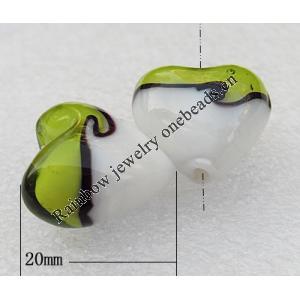 Lampwork Beads, Heart 20mm Hole:About 2mm, Sold by PC