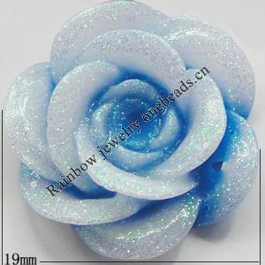 Resin Cabochons, No Hole Headwear & Costume Accessory, Flower, About 19mm in diameter, Sold by Bag