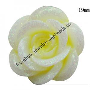 Resin Cabochons, No Hole Headwear & Costume Accessory, Flower, About 19mm in diameter, Sold by Bag