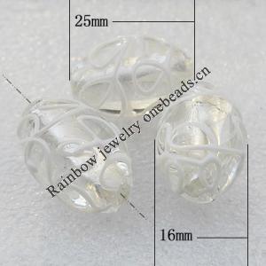 Silver Foil Lampwork Beads, Oval 25x16mm Hole:About 2mm, Sold by PC