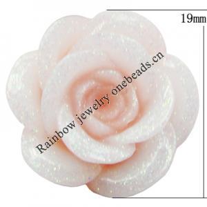 Resin Cabochons, No Hole Headwear & Costume Accessory, Flower, About 19mm in diameter, Sold by Bag