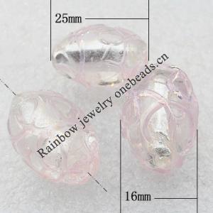 Silver Foil Lampwork Beads, Oval 25x16mm Hole:About 2mm, Sold by PC