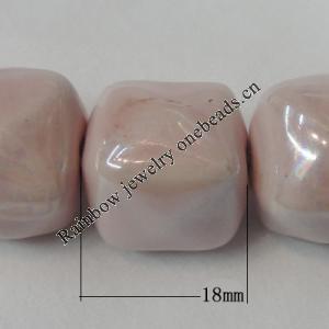 Porcelain Beads, Cube 18mm, Hole:About 1.5mm, Sold by Bag