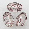 Silver Foil Lampwork Beads, Oval 25x16mm Hole:About 2mm, Sold by PC