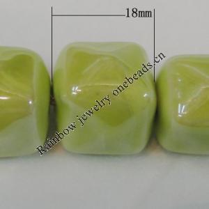 Porcelain Beads, Cube 18mm, Hole:About 1.5mm, Sold by Bag