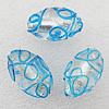 Silver Foil Lampwork Beads, Oval 25x16mm Hole:About 2mm, Sold by PC