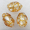 Silver Foil Lampwork Beads, Oval 25x16mm Hole:About 2mm, Sold by PC