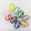 Silver Foil Lampwork Beads, Mix Color, Oval 25x16mm Hole:About 2mm, Sold by Group