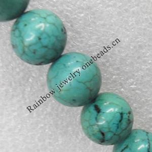 Turquoise Beads, Round 12mm Hole:About 1.5mm, Sold per 15.7-Inch Strand