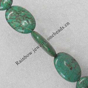 Turquoise Beads, Flat Oval 15x2mm Hole:About 1.5mm, Sold per 15.7-Inch Strand