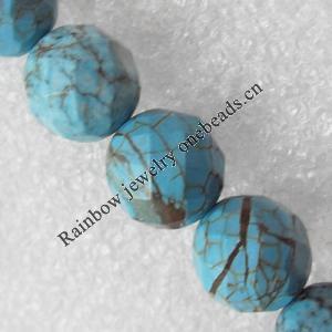 Turquoise Beads, Faceted Round 14m Hole:About 1.5mm, Sold per 15.7-Inch Strand