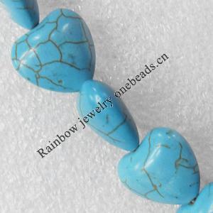 Turquoise Beads, Heart 16mm Hole:About 1.5mm, Sold per 15.7-Inch Strand