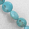 Turquoise Beads, Flat Round 13x18mm Hole:About 1.5mm, Sold per 15.7-Inch Strand