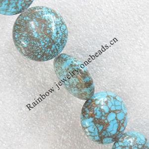 Turquoise Beads, Flat Round 12mm Hole:About 1.5mm, Sold per 15.7-Inch Strand