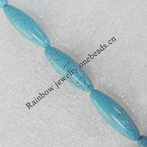Turquoise Beads, Oval 10x30mm Hole:About 1.5mm, Sold per 15.7-Inch Strand