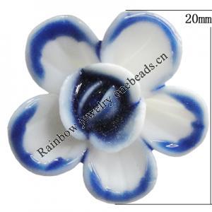 Porcelain Cabochons, No Hole Headwear & Costume Accessory, Flower Size:About 20mm, Sold By Bag