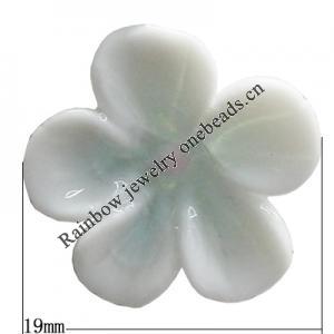 Porcelain Cabochons, No Hole Headwear & Costume Accessory, Flower Size:About 19mm, Sold By Bag