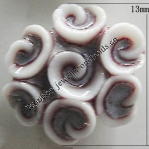 Porcelain Cabochons, No Hole Headwear & Costume Accessory, Flower Size:About 13mm, Sold By Bag