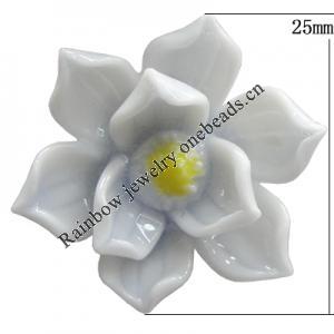Porcelain Cabochons, No Hole Headwear & Costume Accessory, Flower Size:About 25mm, Sold By Bag