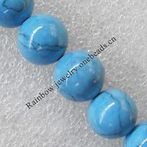 Turquoise Beads, Round 8mm Hole:About 1.5mm, Sold per 15.7-Inch Strand