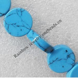 Turquoise Beads, Flat Round 15mm Hole:About 1.5mm, Sold per 15.7-Inch Strand