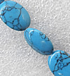 Turquoise Beads, Flat Oval 13x18mm Hole:About 1.5mm, Sold per 15.7-Inch Strand