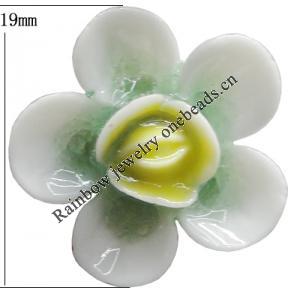 Porcelain Cabochons, No Hole Headwear & Costume Accessory, Flower Size:About 19mm, Sold By Bag