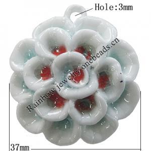 Porcelain Pendants, Flower Size:about 37mm Hole:3mm, Sold By Bag