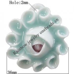 Porcelain Pendants, Flower Size:about 36mm Hole:2mm, Sold By Bag