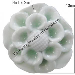 Porcelain Pendants, Flower Size:about 43mm Hole:2mm, Sold By Bag