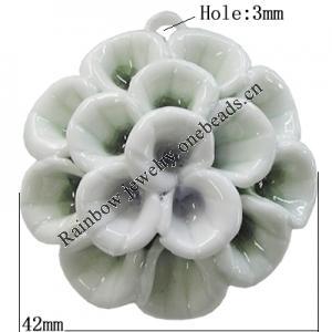 Porcelain Pendants, Flower Size:about 42mm Hole:3mm, Sold By Bag