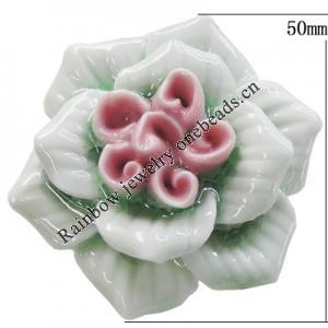Porcelain Pendants, Flower Size:about 50mm, Sold By Bag