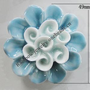 Porcelain Pendants, Flower Size:about 49mm, Sold By Bag