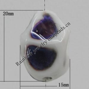 Porcelain Beads, 20x15mm, Hole:2mm, Sold by Bag