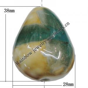 Porcelain Beads, Teardrop 38x28mm, Hole:2mm, Sold by Bag