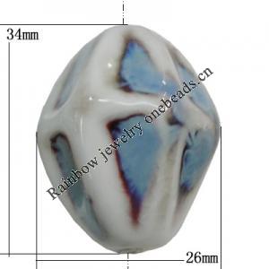 Porcelain Beads, 34x26mm, Hole:2mm, Sold by Bag