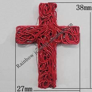 Iron Thread Component Handmade Lead-free, Cross 38x27mm, Sold by Bag