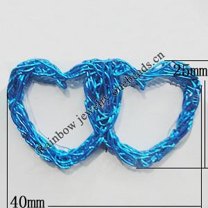 Iron Thread Component Handmade Lead-free, Heart 40x25mm, Sold by Bag
