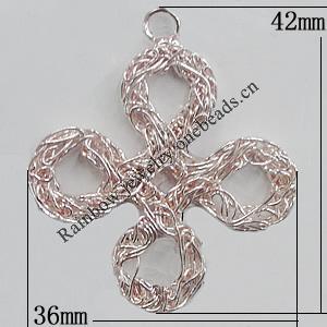 Iron Thread Component Handmade Lead-free, Cross 42x36mm, Sold by Bag