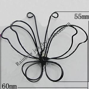 Iron Thread Component Handmade Lead-free, Butterfly 55x60mm, Sold by Bag
