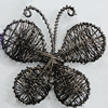Iron Thread Component Handmade Lead-free, Butterfly 74x83mm, Sold by Bag