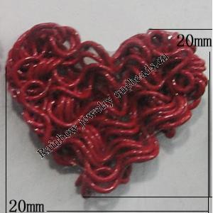 Iron Thread Component Handmade Lead-free, Heart 20x20mm, Sold by Bag