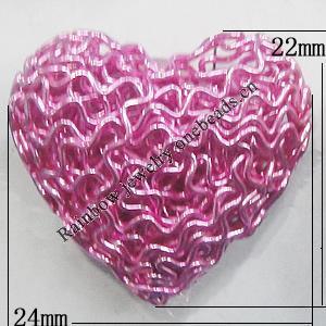 Iron Thread Component Handmade Lead-free, Heart 24x22mm, Sold by Bag